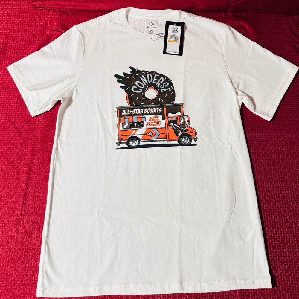 Converse White Graphic T-Shirt for Men size Small 02957